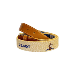Peter Millar Cabot Links Cotton/Leather Custom Belts